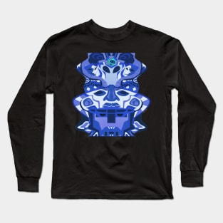 deep blue olmec sentinel head ecopop Long Sleeve T-Shirt